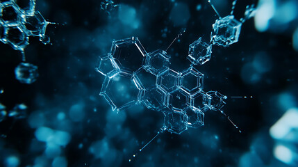 Poster - background with abstract hexagons and molecules for medical, scientific, or technological design concepts Generative AI