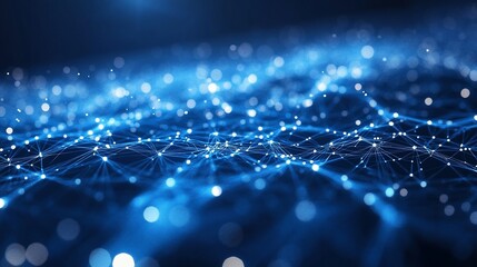 Wall Mural - Abstract blue background with a network of connected dots and lines.