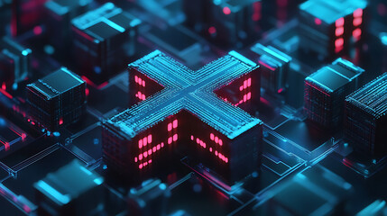 Poster - Server racks forming an x sign, symbolizing compute power from social media data