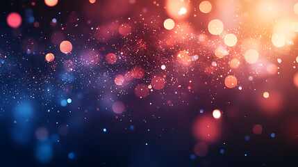 Leinwandbilder - Red, white, and blue background with glittering stars and bokeh effect National Day with copy space area Generative AI