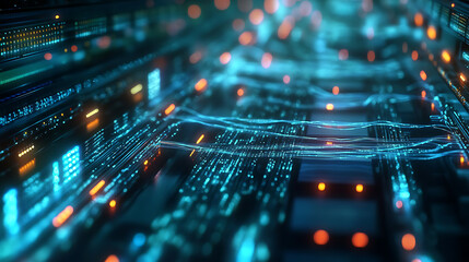 Poster - Network cables connected to servers in a data center, illustrating complex network infrastructure