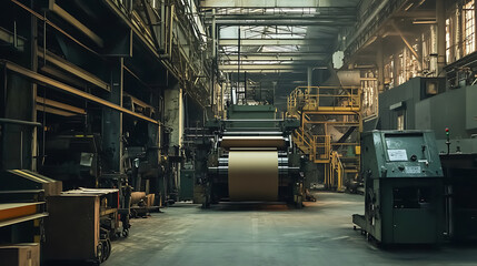 Leinwandbilder - Large industrial machine producing paper and cardboard in factory setting