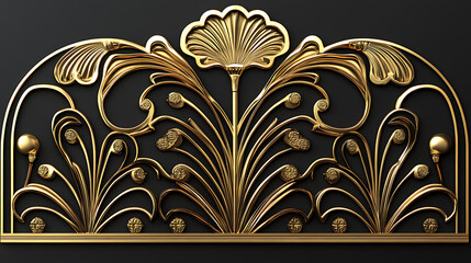 Poster - Elegant art deco gold divider with retro 1920s decorative ornaments