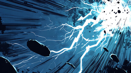 Aufkleber - Dynamic comic book style background with lightning and speech bubble