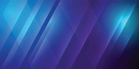 Wall Mural - Blue abstract background in vector illustration with glow and light effects, with parallel lines, bright geometric shape, design futuristic and elegant.