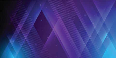 Wall Mural - Blue and purple abstract background in vector illustration with glow and light effects, with parallel lines, bright geometric shape, design futuristic and elegant.
