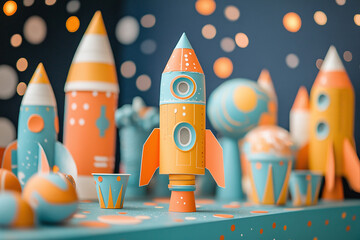 a space themed birthday party with decorations and costumes.