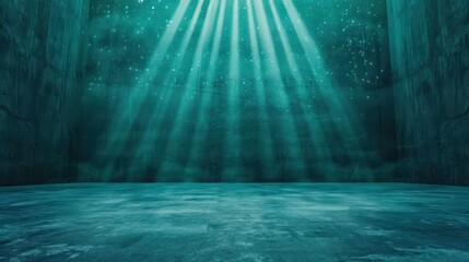 Wall Mural - a serene empty stage glows under bright spotlights, framed by a starry sky that adds a touch of magi