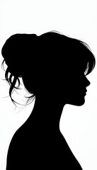 Wall Mural - female head silhouette isolated with white highlights, png