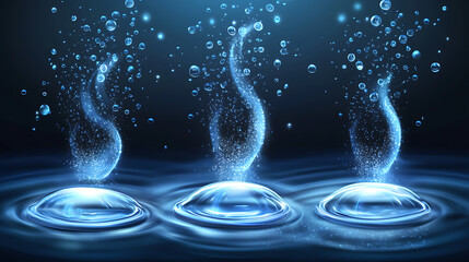 Leinwandbilder - Vector elements consisting of water droplets and air flow, Blowing from an air conditioner, purifier, or humidifier is an abstract light effect, Motion flow with dynamic isometric blurring