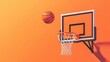 © PoyTumStudio - A basketball is soaring towards a hoop against a vibrant orange background,