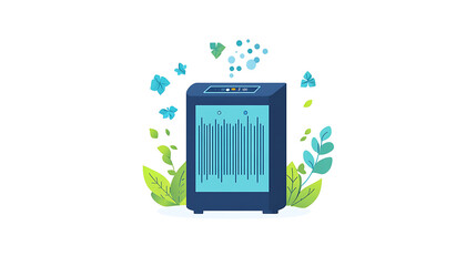 Aufkleber - The illustration icon of a flat vector air purifier isolated on a white background, a device that purifies and adds humidity to indoor air, Procedure for air purification