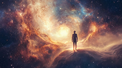 Wall Mural - a cosmic dreamscape where galaxies collide and stars are born, their light painting mesmerizing patt