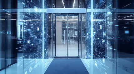 Leinwandbilder - For increased security, office door security uses an access control system with fingerprint scanning,  Access Control System, Fingerprint Scanning, Office Security and Door Security
