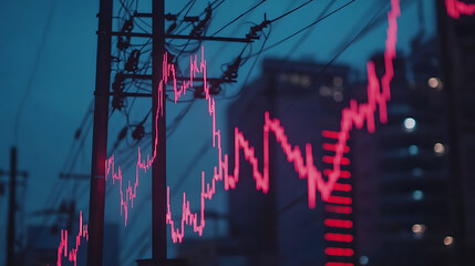 Leinwandbilder - Electricity power grid with stock market graph