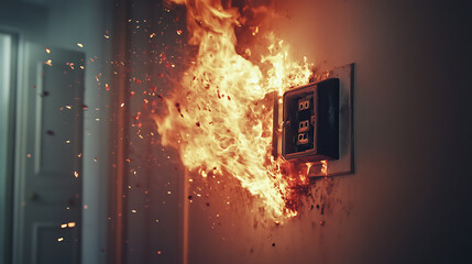 Aufkleber - Electrical outlet fire caused by short circuit in wall socket