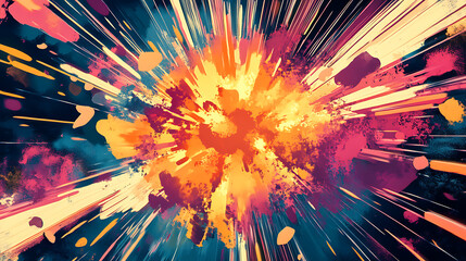 Leinwandbilder - Comic book style word explosion with bright colors and dynamic energy