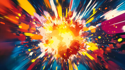 Poster - Comic book style word explosion with bright colors and dynamic energy