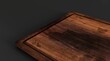 © adobedesigner - Cutting wooden board or tray isolated on black background top view. Rustic countertop of timber surface.