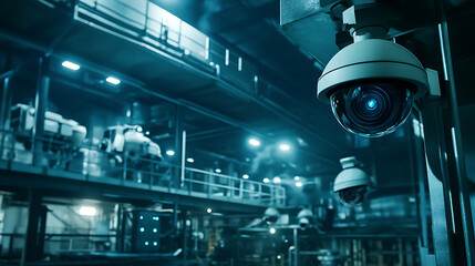 Poster - CCTV surveillance system in operation within an industrial factory