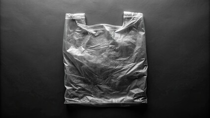 Wall Mural - Clear grunge plastic bag with texture on black background, plastic, bag, grunge, clear, texture, background, black, light