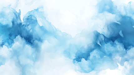Poster - Marble texture, Acrylic ink water, Blue ocean waves sand land abstract design with white clouds effect