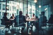 © melhak - Corporate Team Meeting Behind Glass Partition - Modern Office Settings