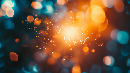 Leinwandbilder - Blur glow overlay, Lens flare filter, Bokeh sunlight glare leak, Retro illumination effect, Defocused orange blue white light abstract background