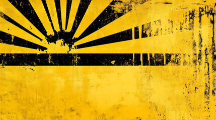 Fototapete - Abstract yellow background with a sunburst light effect, Retro starburst with halftone sun rays
