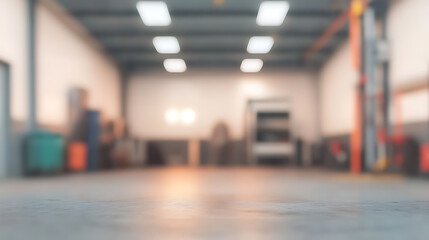 Poster - Abstract blur car garage automobile interior building hall, Blurred mechanic service centre auto repair workshop, soft defocused, Blurry car care station background
