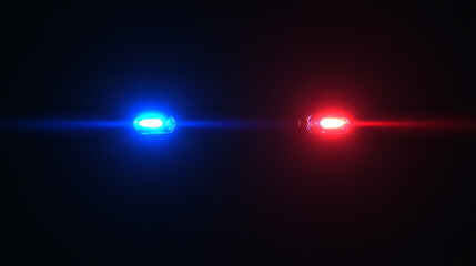 Leinwandbilder - Realistic vector of blue and red flashing sirens in the dark, typically seen on police or emergency vehicles