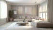 © Agus - Modern Living Room with Beige Sectional Sofa, Large Paintings, and Natural Light