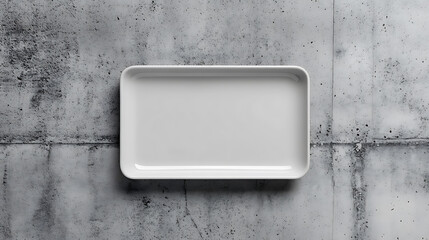 Fototapete - Gray empty rectangular plate over concrete background