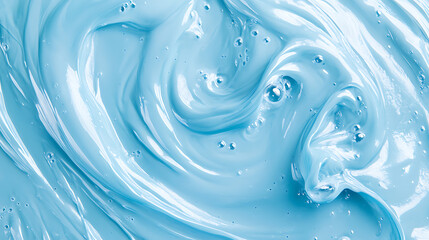 Fototapete - Cosmetic gel texture, Sanitizer, antibacterial clear blue gel waves background, Skincare transparent creamy product with bubbles