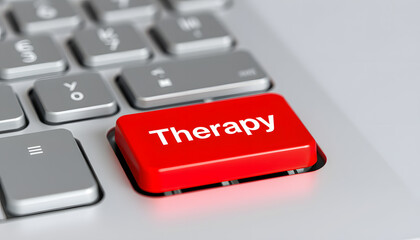 Therapy on Red Keyboard Button isolated with white highlights, png