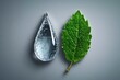 © Sanchai - Minimalist graphic of a water droplet and leaf, symbolizing conservation and eco-consciousness
