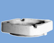 © ozzuboy - Close up of empty ashtray pixelate grayscale color halftone dotted texture style collage element isolated on blue background