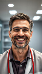 Happy smiling man at the reception at the psychologist isolated with white highlights, png