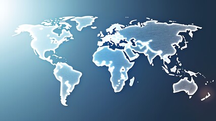 a light blue background with a digital world map and global network connections, representing the co