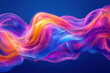 Wall Mural - Abstract Wave of Vibrant Colors with Glitter on Blue Background