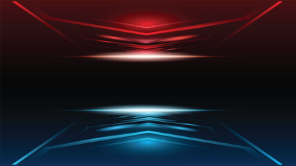 Wall Mural - black abstract red and blue technolofy geometric background elegant futuristic glossy light.modern s