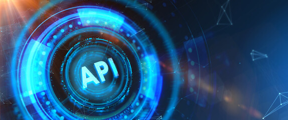 API - Application Programming Interface. Software development tool. Business, modern technology, internet and networking concept. 3d illustration