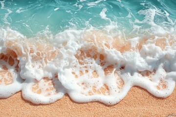 Poster - Foamy Ocean Waves Crashing on a Sandy Beach