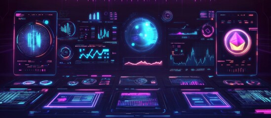 Futuristic Tech Dashboard with Glowing Interfaces