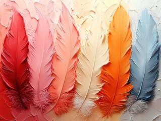 Poster - Abstract Oil Painting of Colorful Feathers