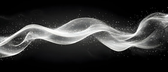 Wall Mural - Elegant abstract wave with sparkling particles on a dark background.