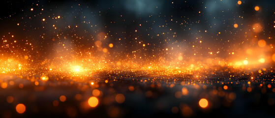 Wall Mural - abstract background with glowing orange particles creating a magical atmosphere.