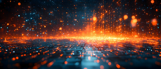 Wall Mural - abstract digital landscape featuring glowing particles and a futuristic atmosphere.