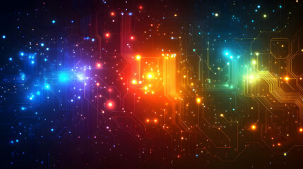 Wall Mural - vibrant abstract digital background with colorful lights and patterns, perfect for futuristic themes