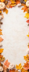 Wall Mural - Autumn Festival Border with Pumpkins and Leaves Perfect for Thanksgiving and Halloween Celebrations